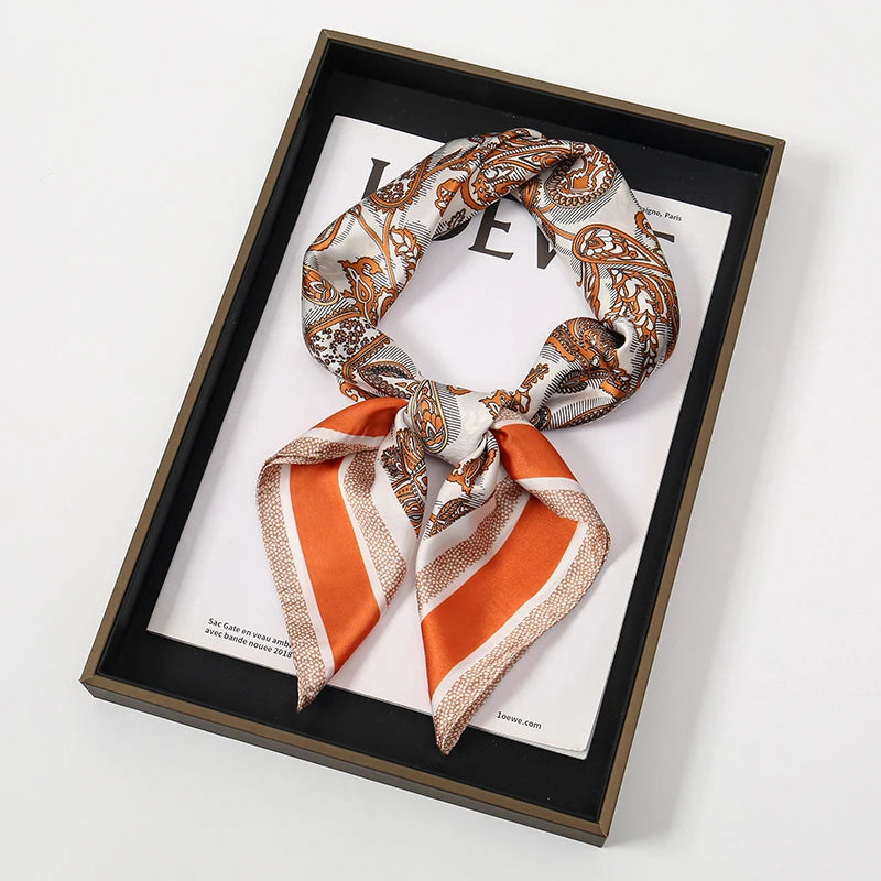 Bohemian Silk Square Scarf for Women Luxury Floral Print - Smarsty