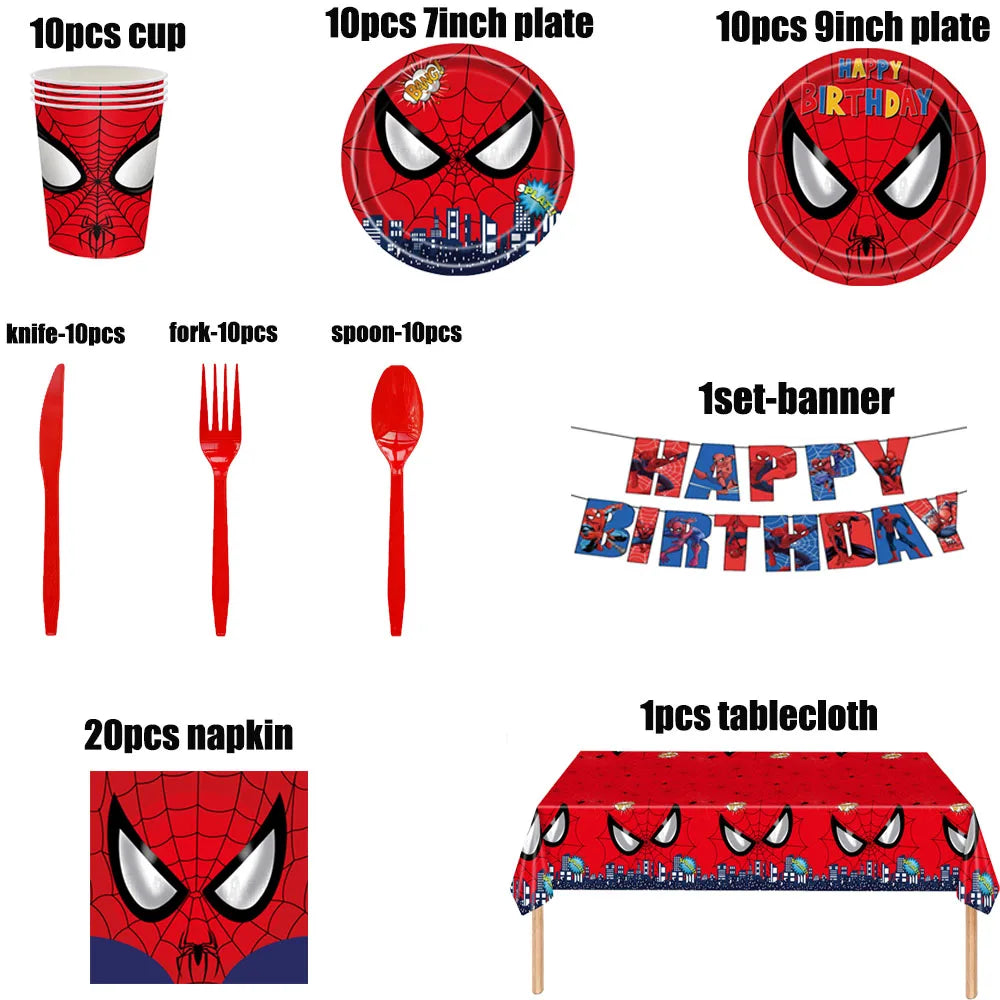 Disney Spiderman Birthday Party Supplies Set - Smarsty