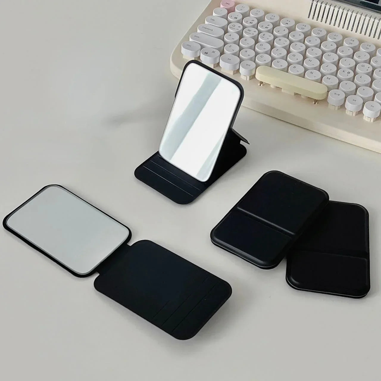 Portable Foldable Makeup Mirror with PU Leather Case - Smarsty