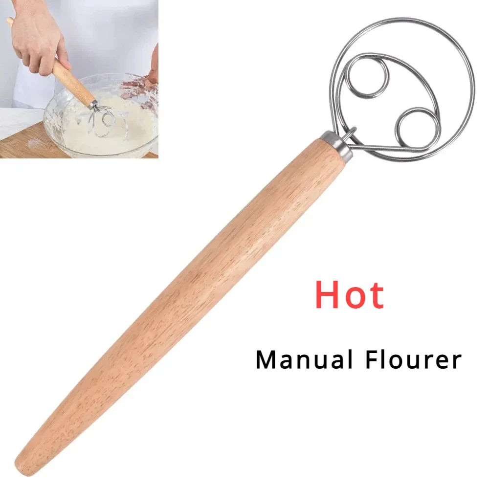 Danish Dough Whisk with Wooden Handle for Easy Mixing - Smarsty