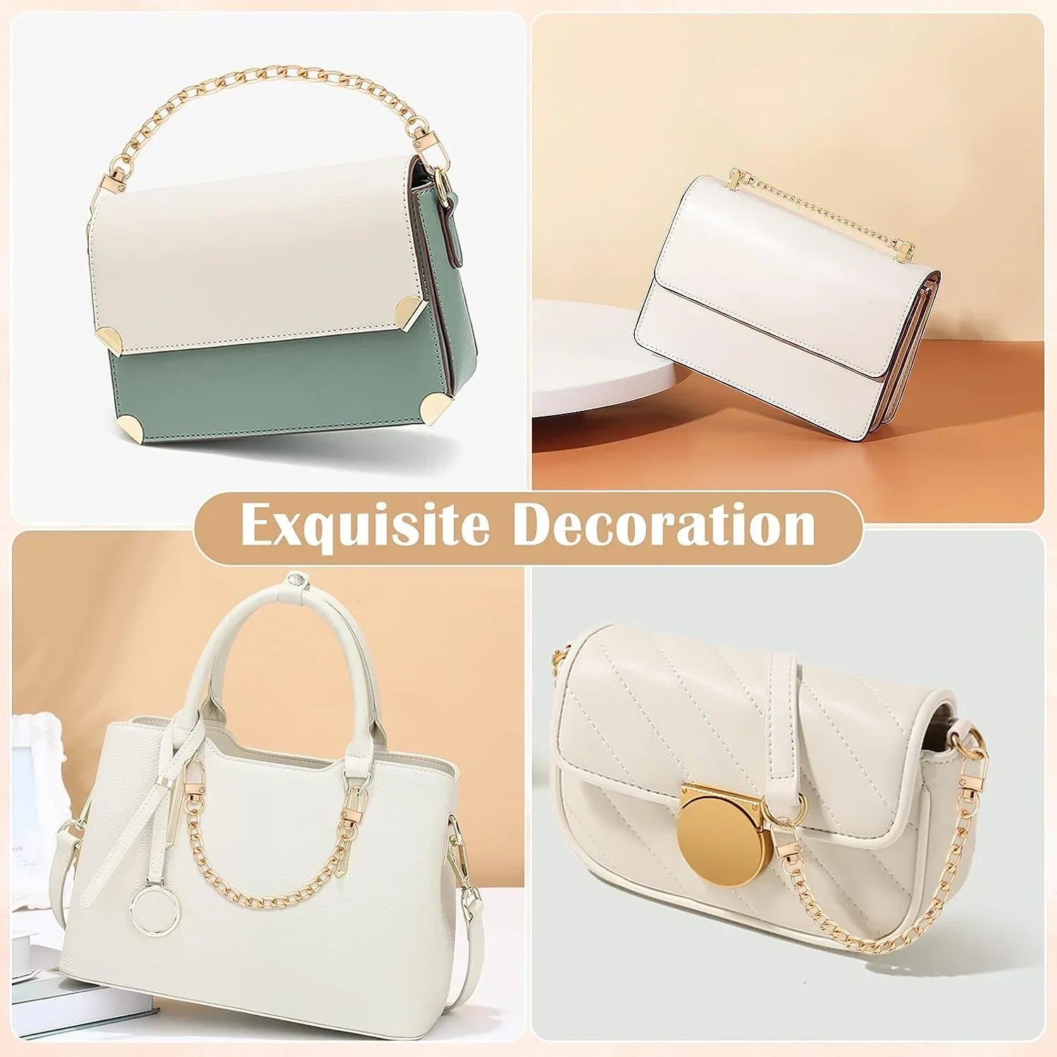 Flat Purse Chain Strap Crossbody Bag Replacement Strap with Metal Buckles for Wallet Purse Bags Replacement Strap
