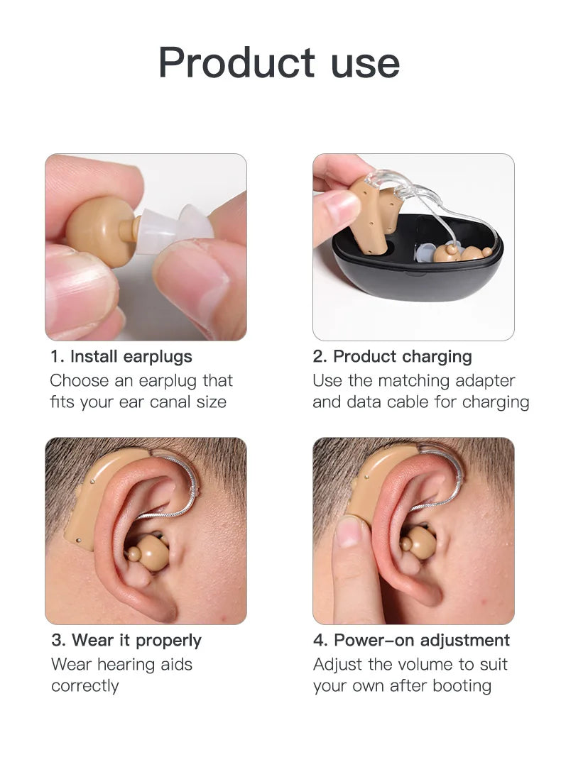 Rechargeable Portable Hearing Aid with Magnetic Charging - Smarsty