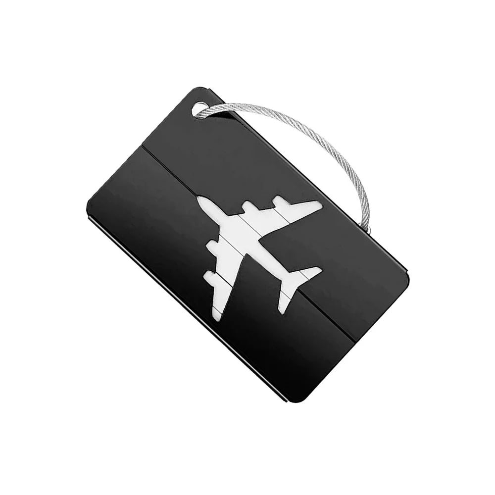 Aluminum Alloy Travel Luggage Tag Hanging Tag Suitcase Tag Plane With Name ID Cards Anti-lost Solid Color Travel Accessories - Smarsty