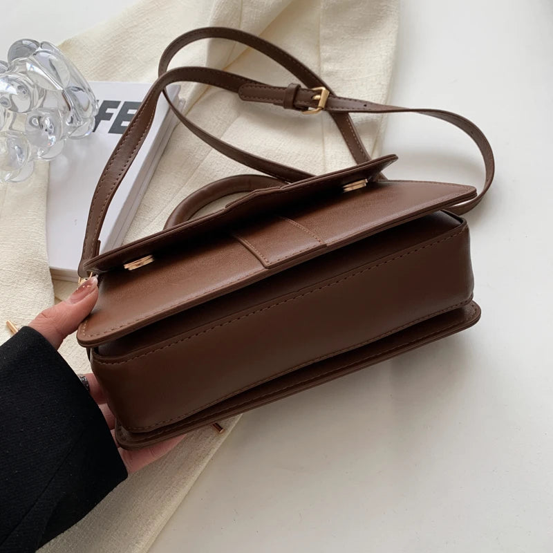 Versatile PU Leather Shoulder Bag For Women Square Satchel - Smarsty