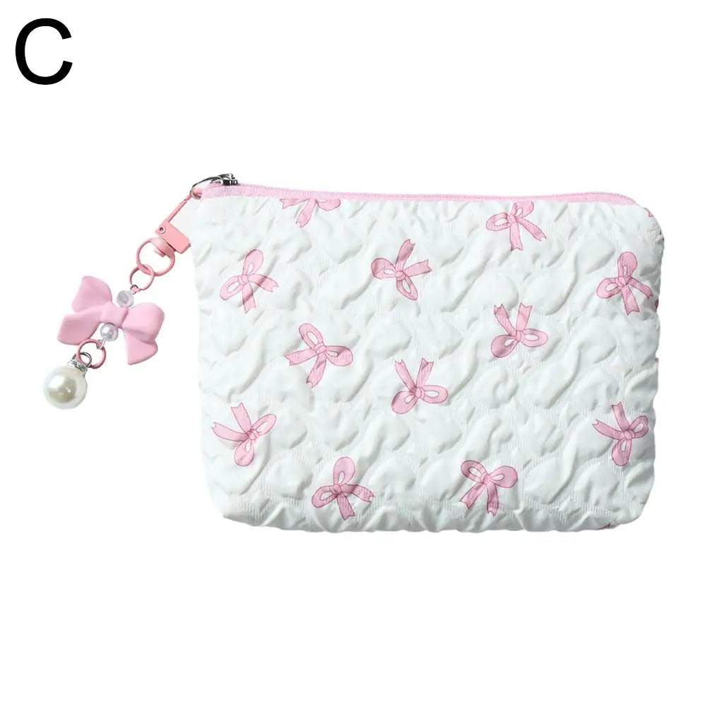 Bow Canvas Makeup Bag Large Capacity Travel Organizer - Smarsty