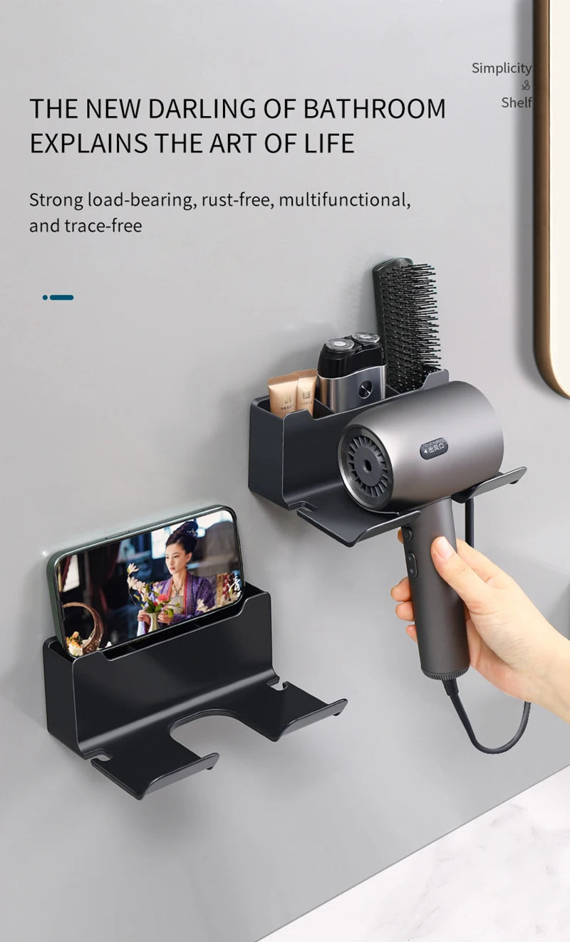 Wall Mounted Hair Dryer Holder Organizer for Bathrooms - Smarsty