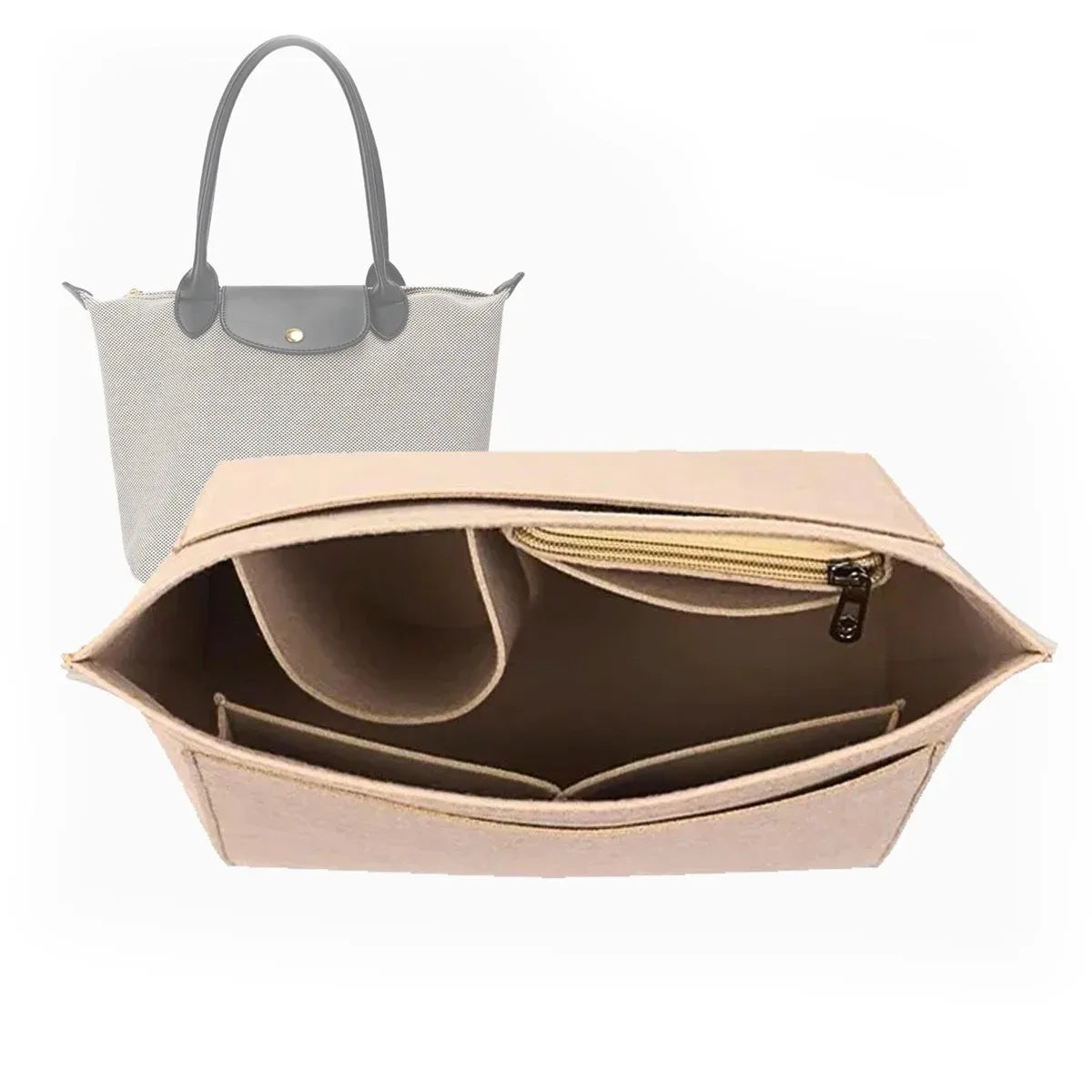 Felt Insert Bag Fits For Longchamp Handbag Liner Bag Felt Cloth Makeup Bag Support Travel Portable Insert Purse Organizer