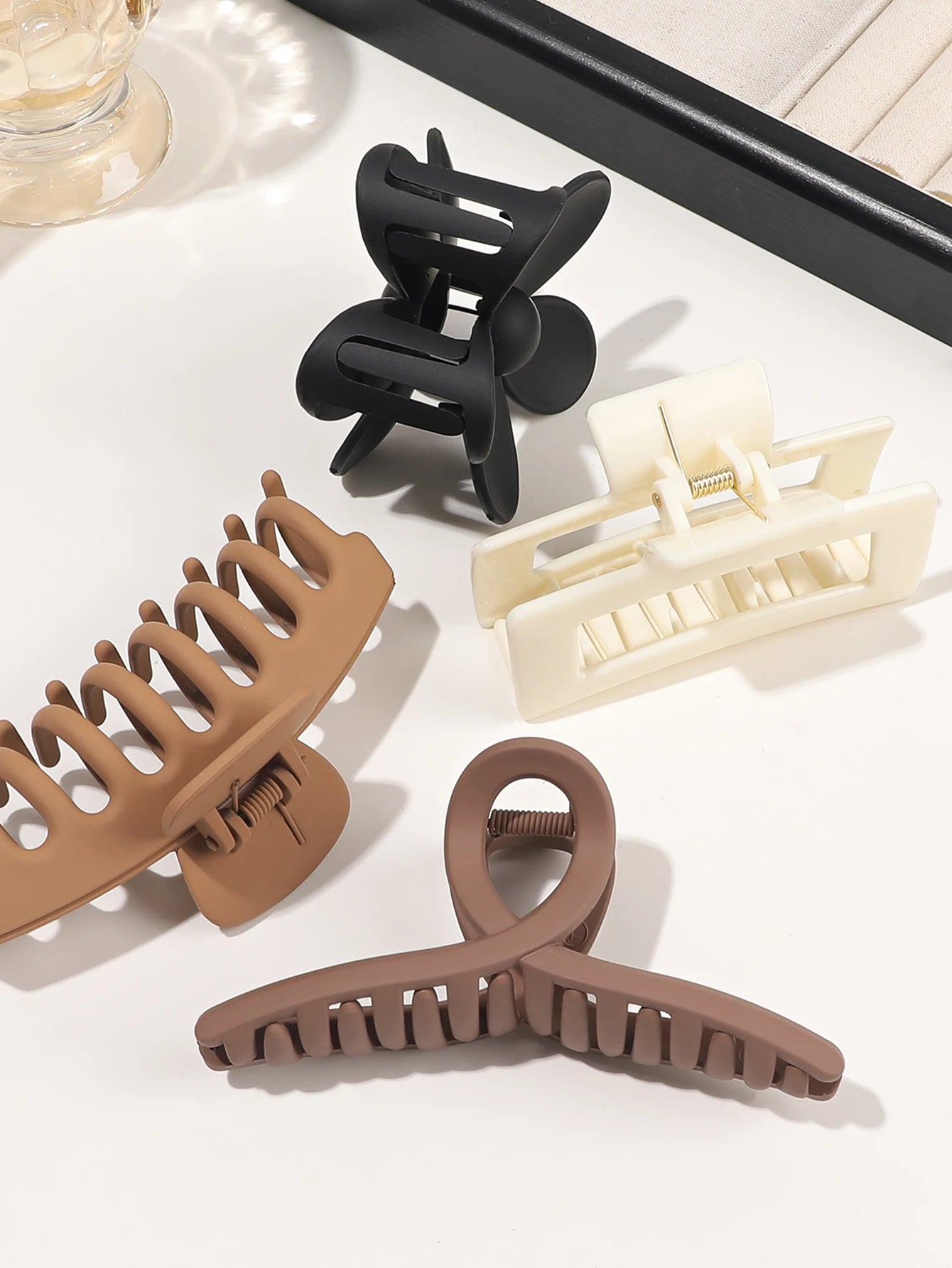 Neutral Color Large Matte Hair Claw Clips Strong Hold - Smarsty