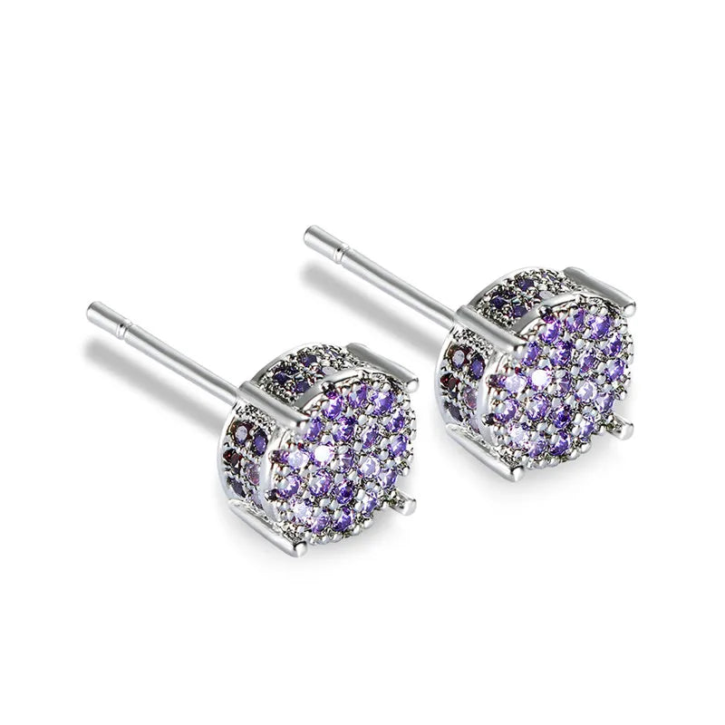 Austrian Crystal Stud Earrings White Gold Sparkle Bridal - Smarsty