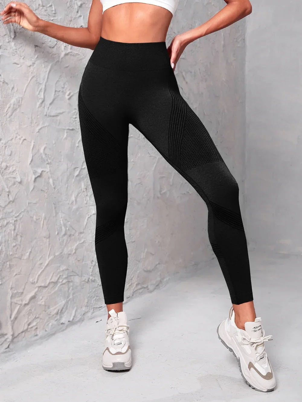 Elastic High Waist Leggings Women Knitted Solid Tights Seamless Butt Lift Fitness Yoga Fashion Skinnly Gym Sports Leggings - Smarsty