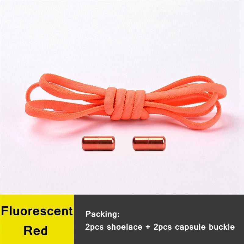 21 Colors No Tie Shoelaces Round Color Metal Lock Elastic Shoelace General For Children And Adults Sneakers Lazy Laces Unisex - Smarsty