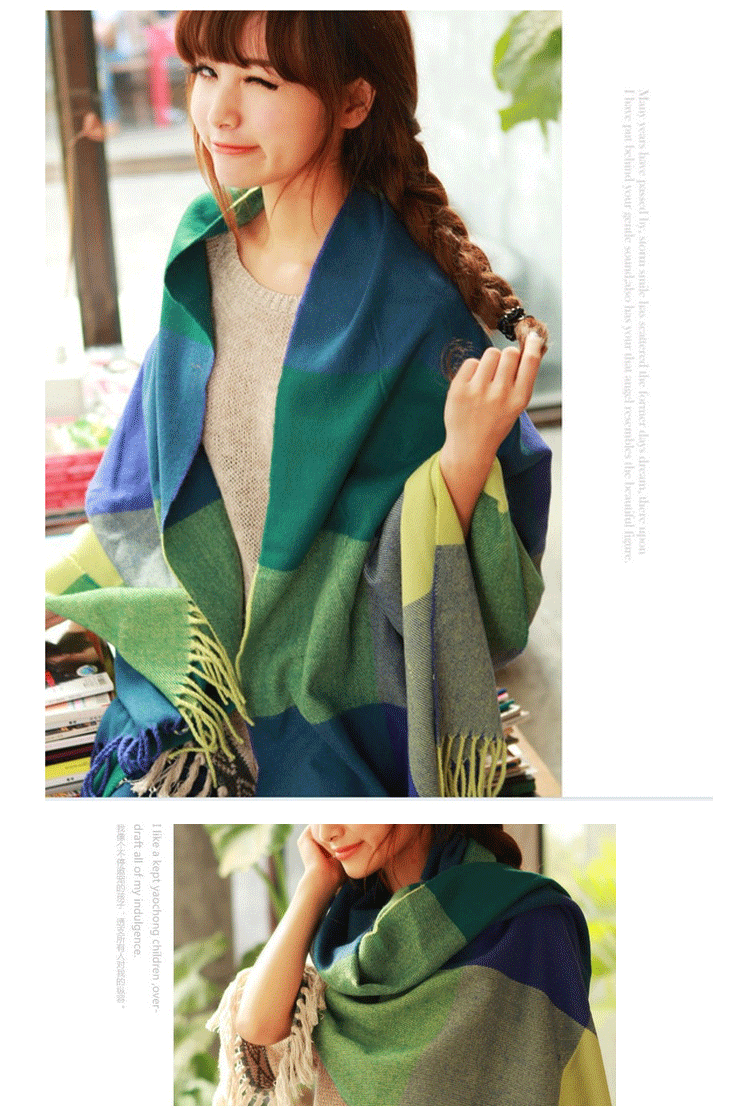 Women’s Plaid Cashmere Scarf Thick Warm Winter Shawl - Smarsty