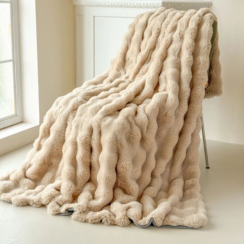 Double-Layer Rabbit Fur Blanket for Comfortable Summer Use - Smarsty