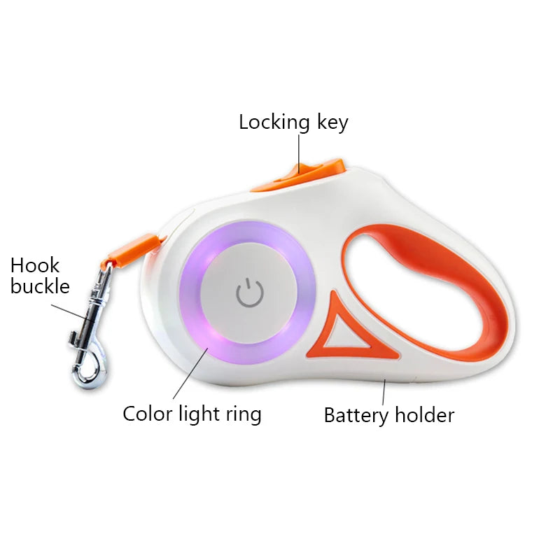 5M Automatic Retractable Dog Leash with LED Flashlight - Smarsty