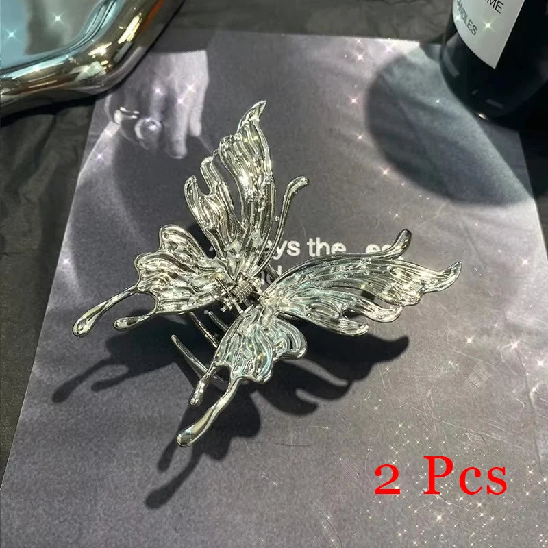 Large Hollow Butterfly Hair Claw Set Stylish Elegant Alloy - Smarsty