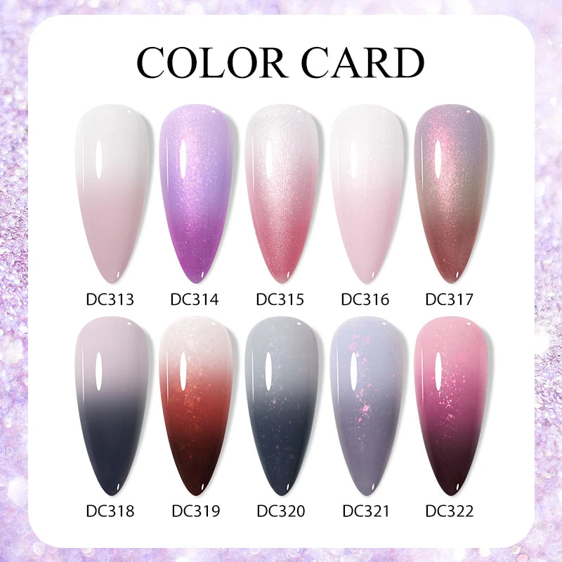 Auroras Thermal Rubber Base Gel Nail Polish Long Lasting Glitter - Smarsty