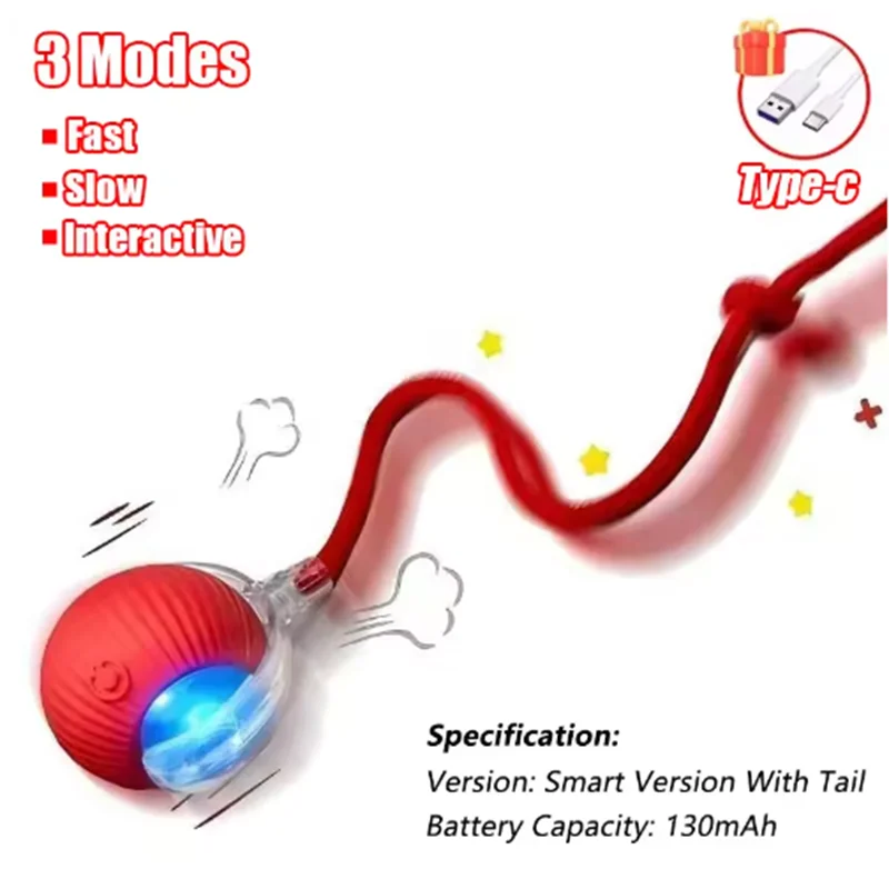 Interactive Cat Rolling Ball Toy with Rechargeable Tail - Smarsty