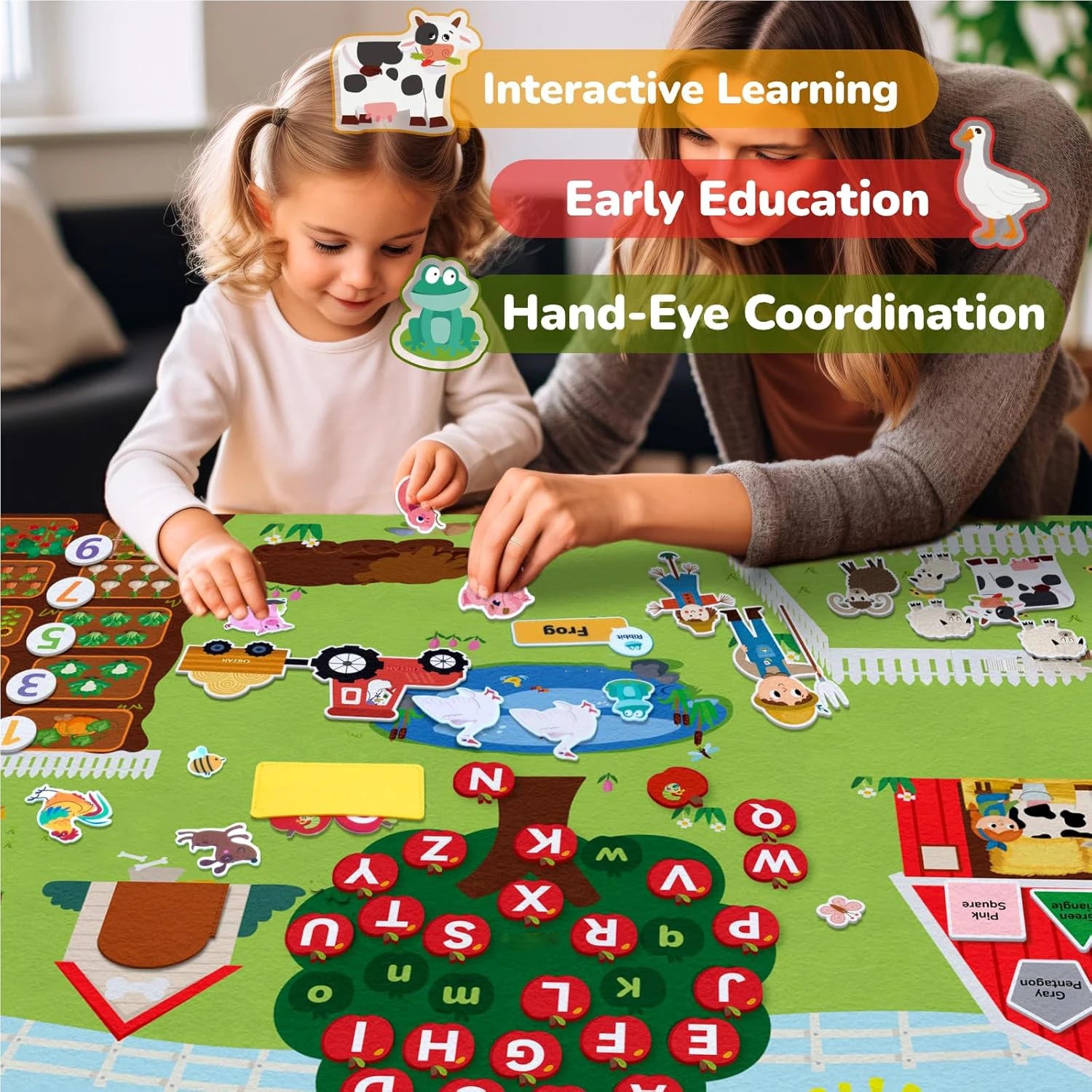 Farm Animals Felt Story Board Set Storytelling Early Learning Interactive Play Kit Wall Hanging Puzzle Toys for Toddlers Gifts - Smarsty