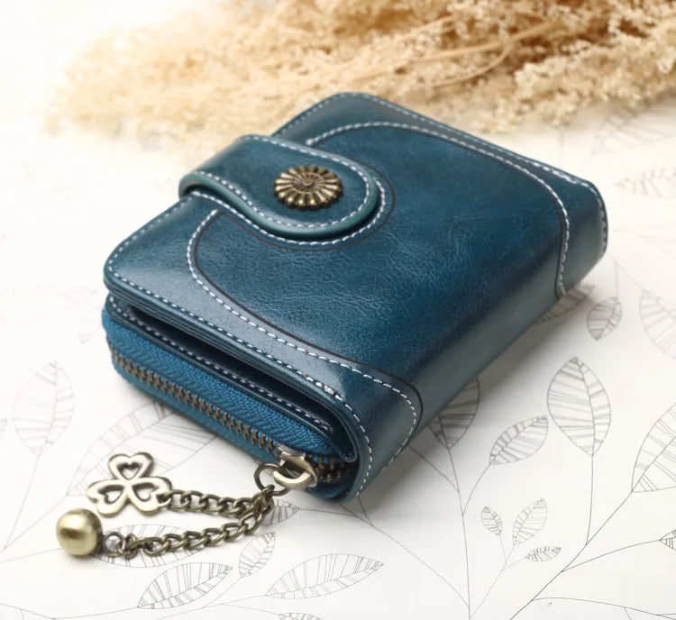 Women Wallets and Purses PU Leather Money Bag Female Short Hasp Purse Small Coin Card Holders Blue Red Clutch New Women Wallet - Smarsty