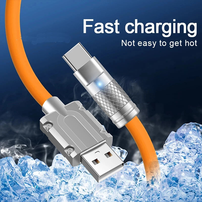 120W 6A Super Fast Charge USB C Liquid Silicone Cable For iPhone 14 15 Huawei Samsung Xiaomi Quick Charger Type-C Data Wire - Smarsty