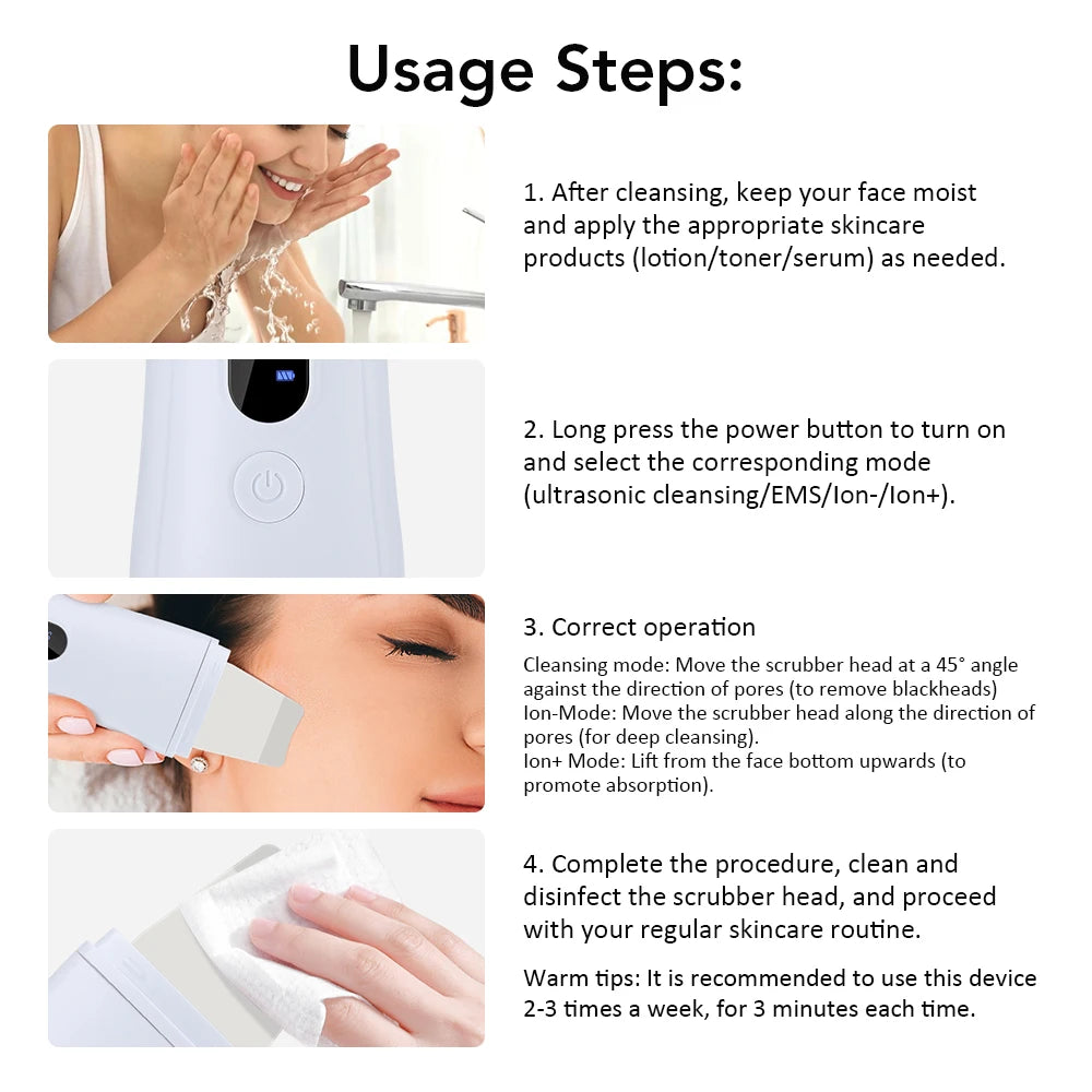 Ultrasonic Skin Scrubber for Deep Pore Cleaning - Smarsty