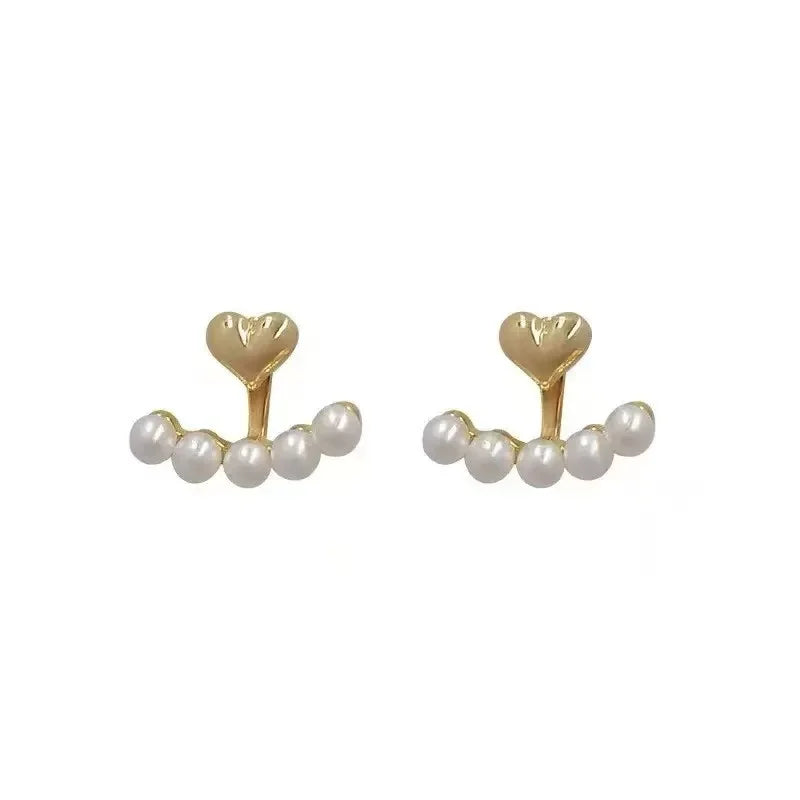 Light Luxury Simulated Pearl Heart Stud Earrings Gift - Smarsty