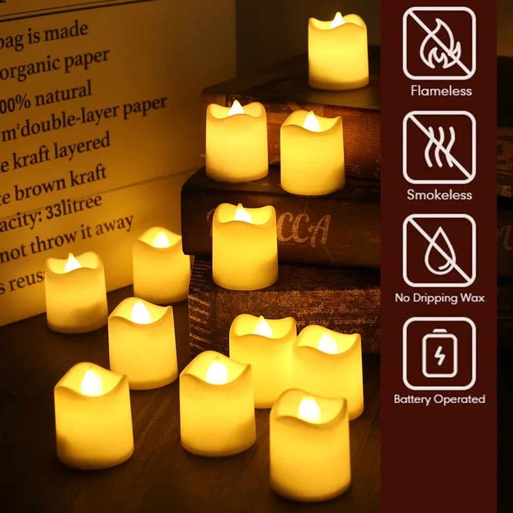 Flameless LED Votive Candles Set 100+Hour Lasting Electric Candles Battery Operated Tealight for Wedding Proposal Romantic Decor
