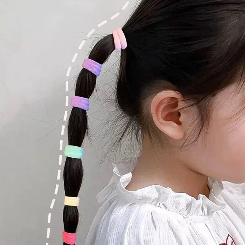 100 Pack Colorful Nylon Hair Ties For Kids Gentle Soft - Smarsty
