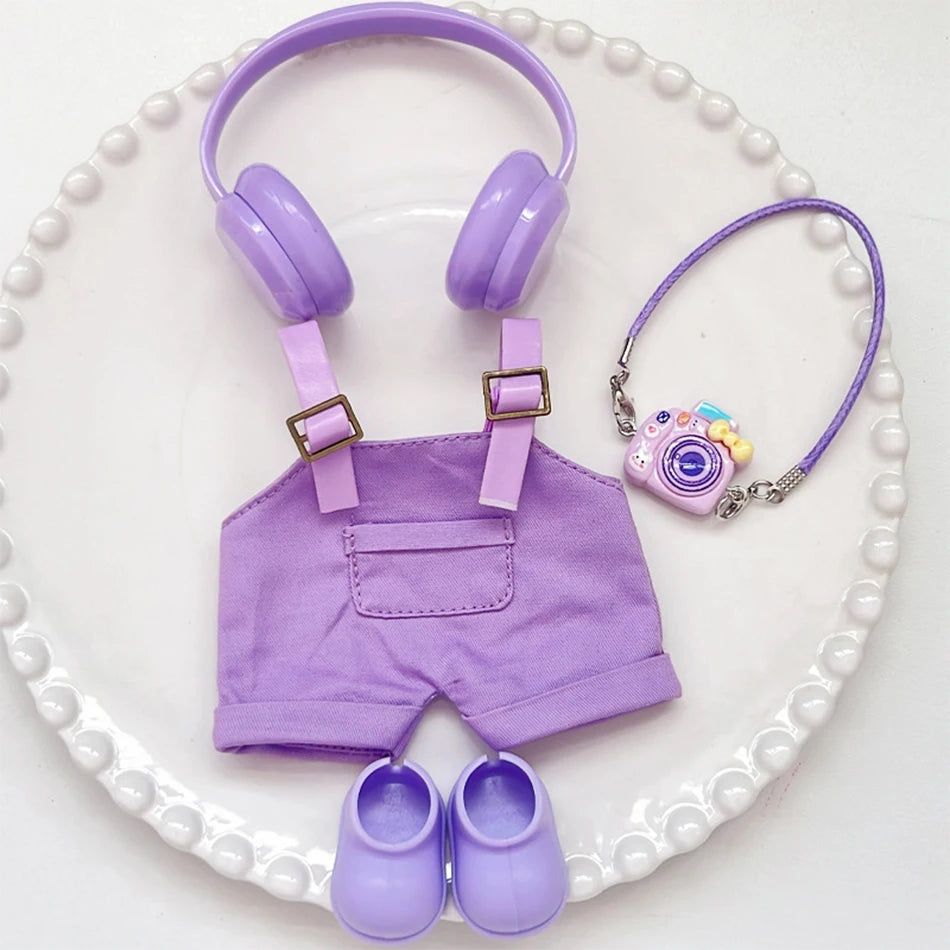 15/17Cm For Labubu Clothes Dolls Sitting Party 1St 2Nd 3Rd Headphones Overalls Shoes Set Apparel Accessories Lovely Outfit Gifts - Smarsty