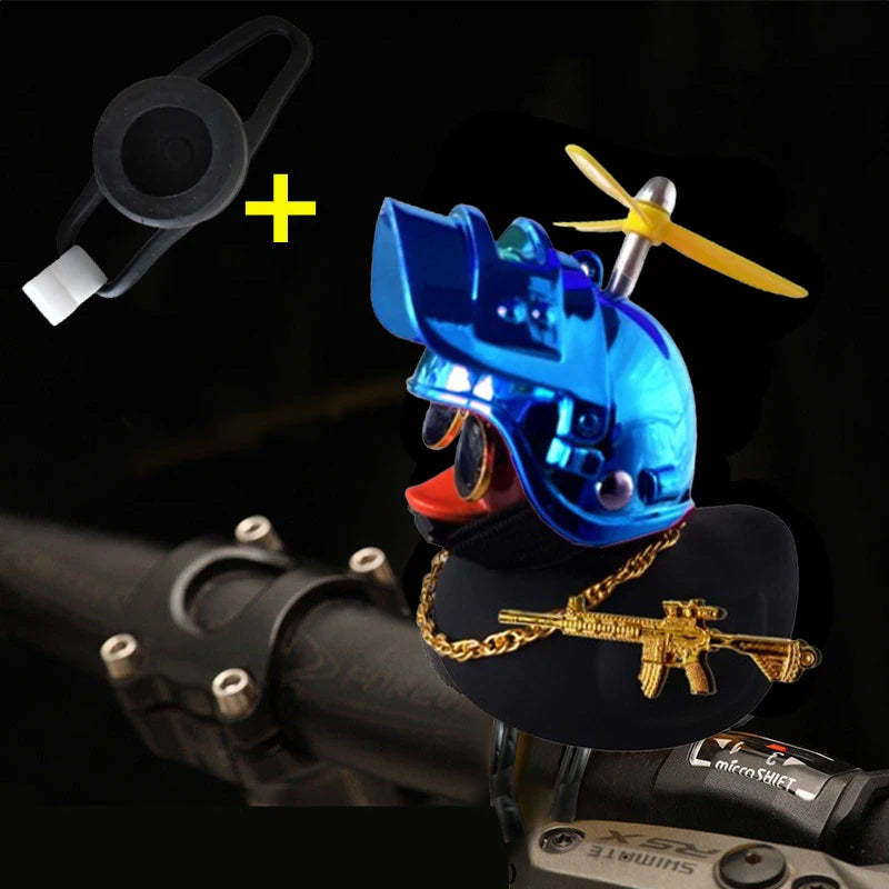 Helmeted Yellow Duck Car Ornament With Propeller Toy Gun - Smarsty