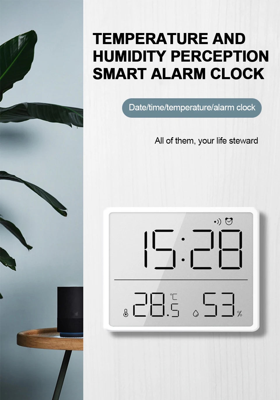 Ultra Thin Digital Alarm Clock with Large Screen - Smarsty