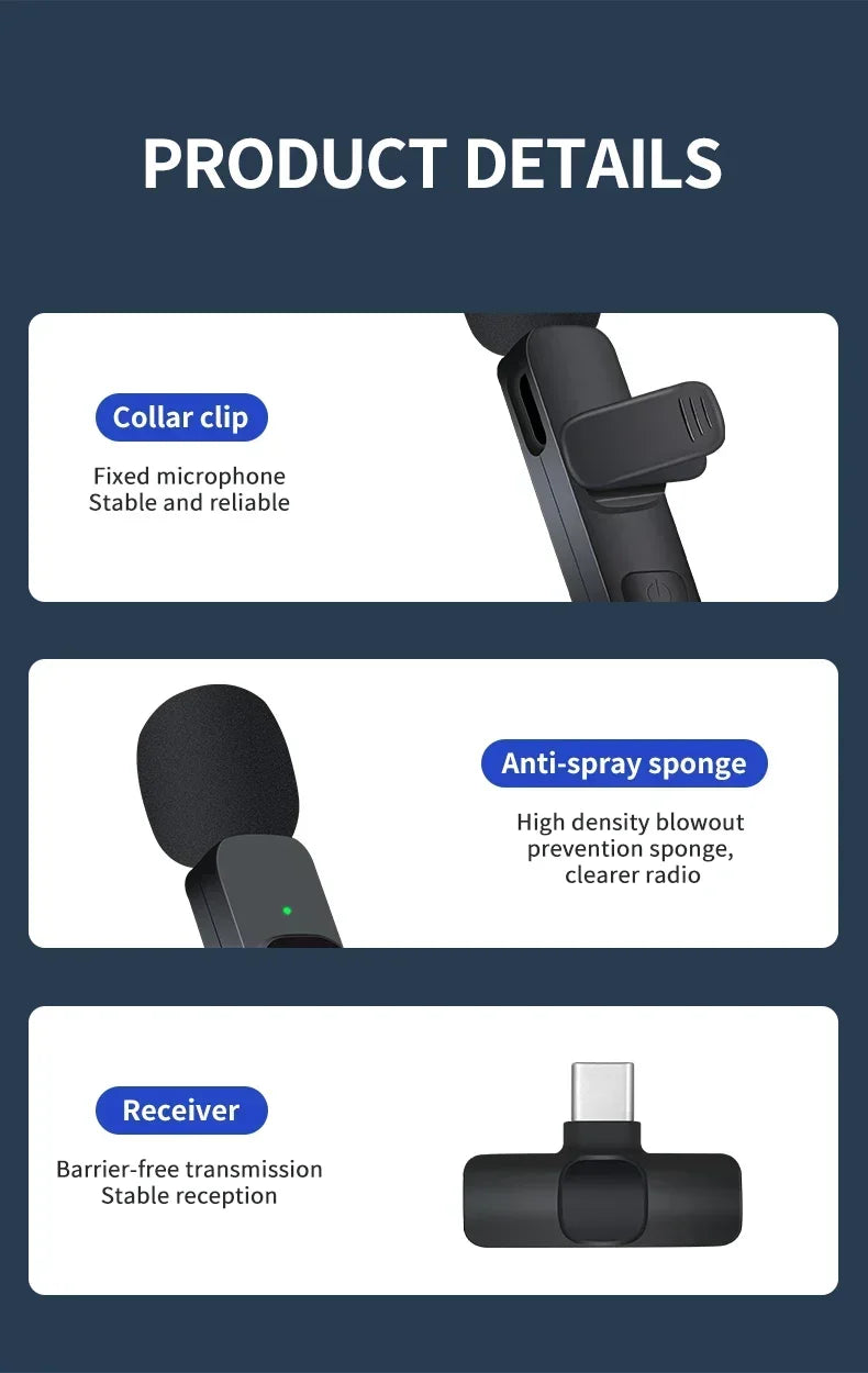 Basix Wireless Lavalier Microphone for iPhone Vlogging - Smarsty