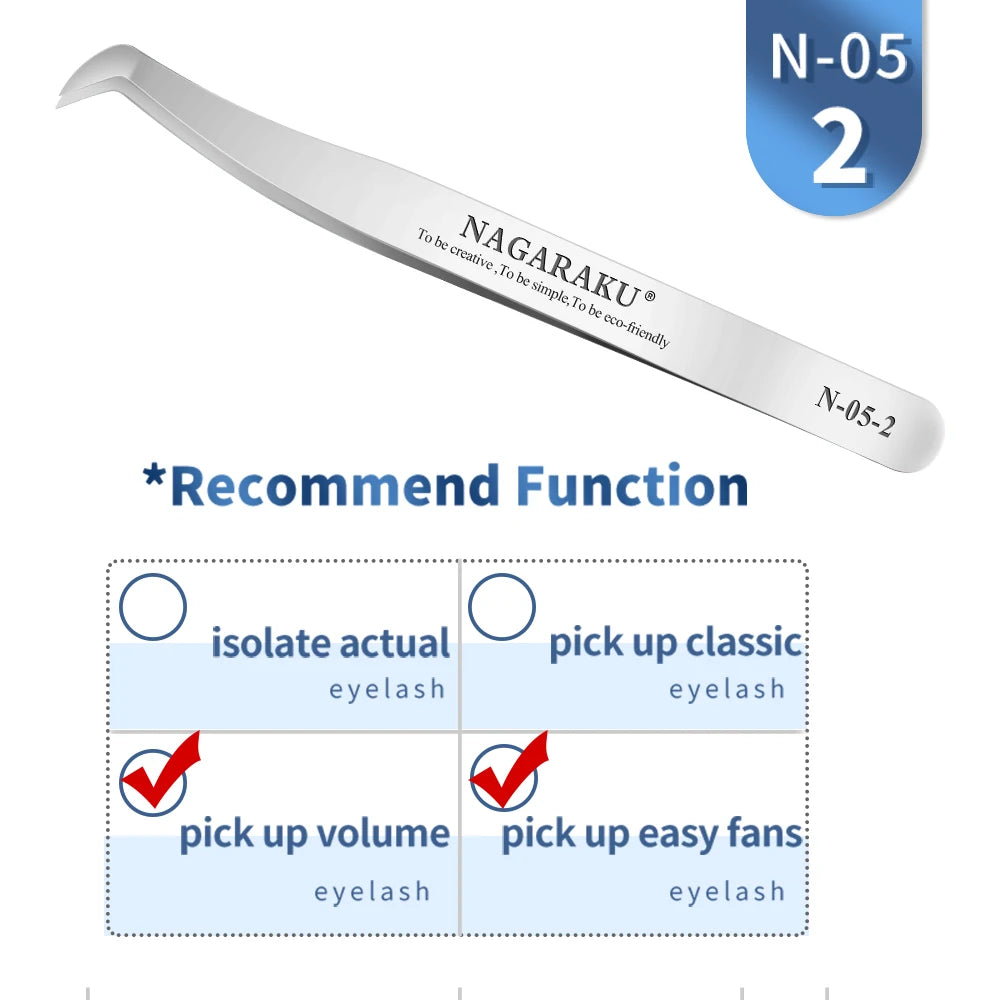 NAGARAKU Stainless Steel Eyelash Extension Tweezers Precision Grip - Smarsty