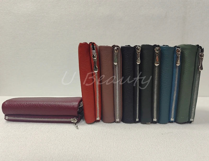 Coin Purse Genuine Cow Leather Short Wallet Trifold for Small Women's Purses Clutch Cowhide Card Holder Travel Card Wallets