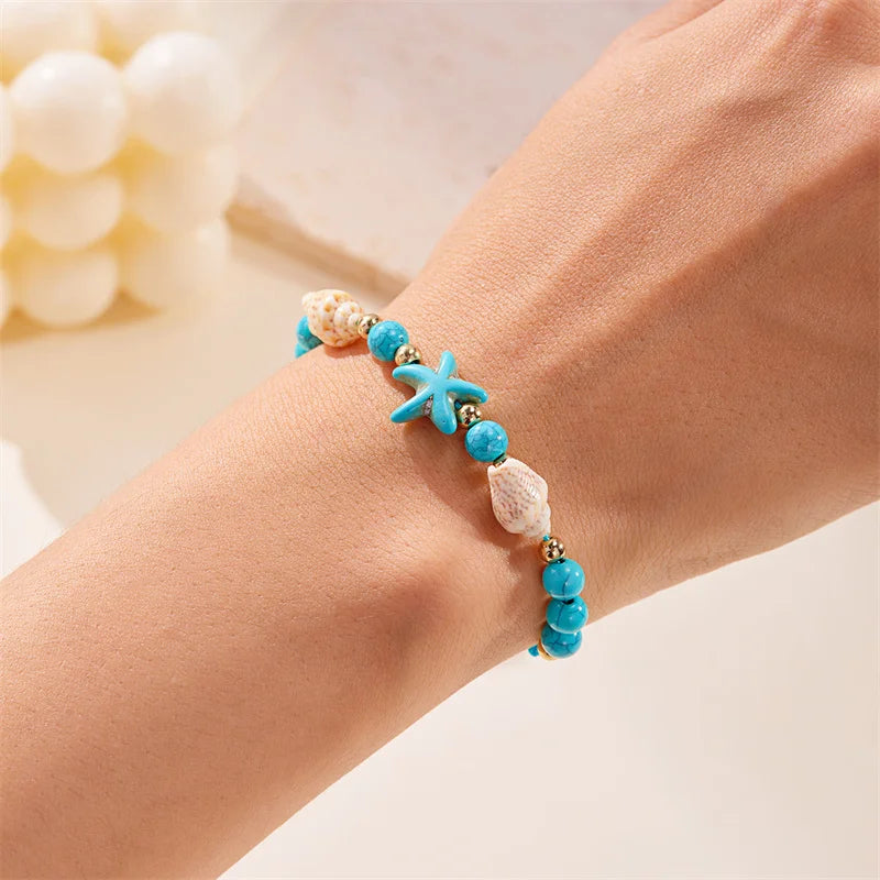 Bohemian Starfish Conch Shell Beads Bracelet for Women - Smarsty