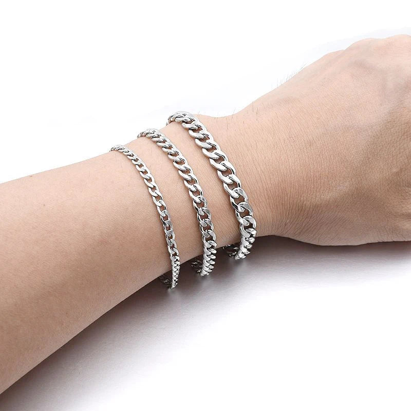 Stainless Steel Cuban Chain Bracelet Unisex Fashion Jewelry - Smarsty