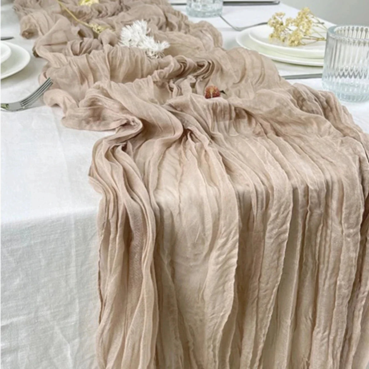 Semi-Sheer Sage Table Runner for Vintage Events - Smarsty