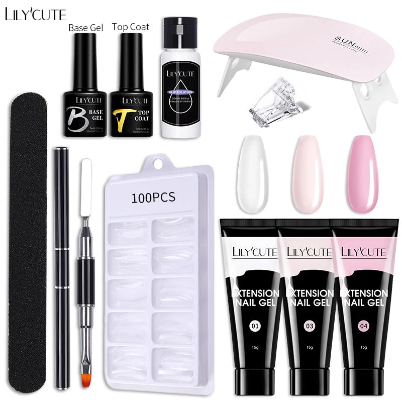 LILYCUTE Nail Gel Set with 6W LED Lamp for Quick Manicure - Smarsty