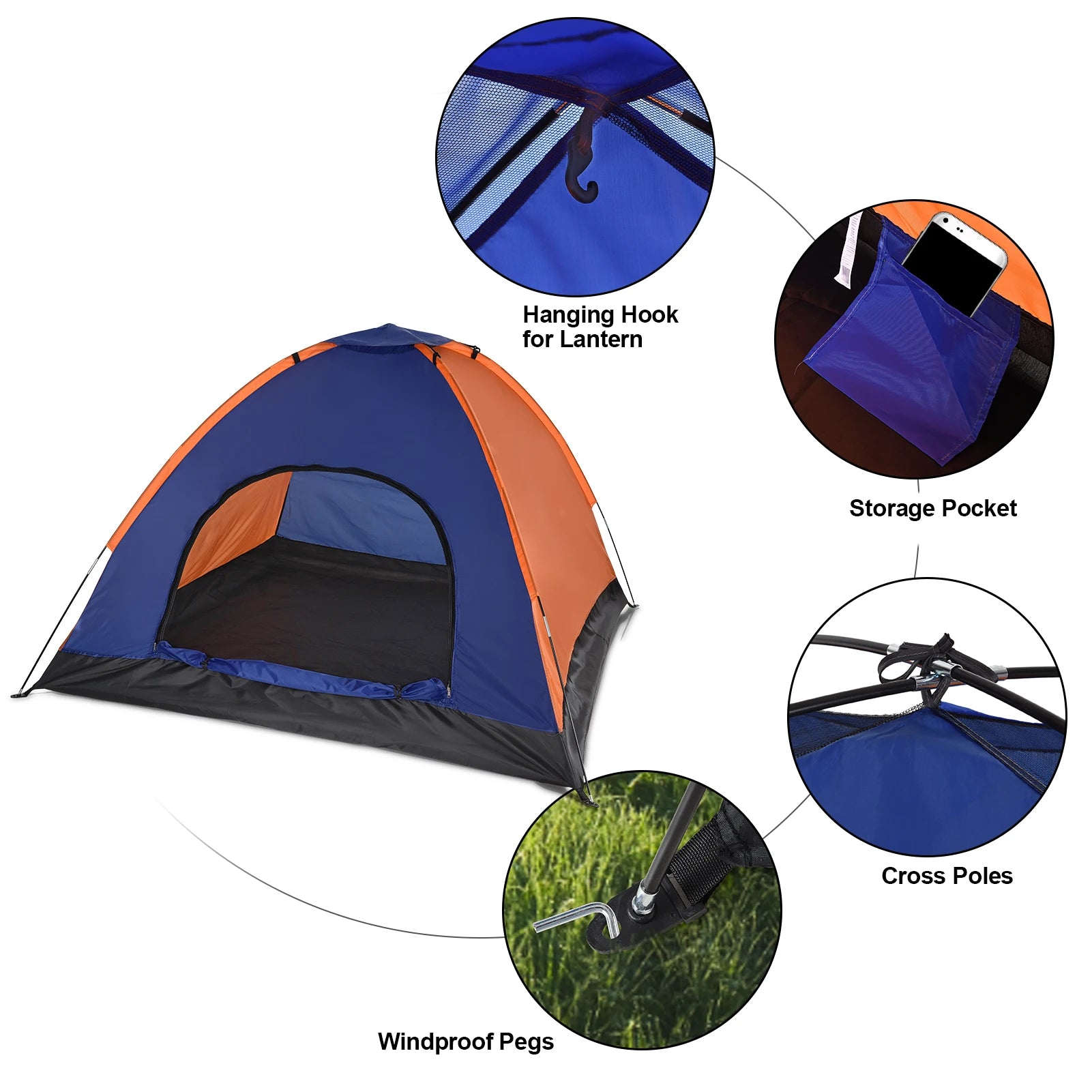 TOMSHOO 3-4 Persons Camping Tent Lightweight Outdoor Backpacking Tent with Rain Fly for Family Camping Hiking Beach Fishing Tent by Smarsty