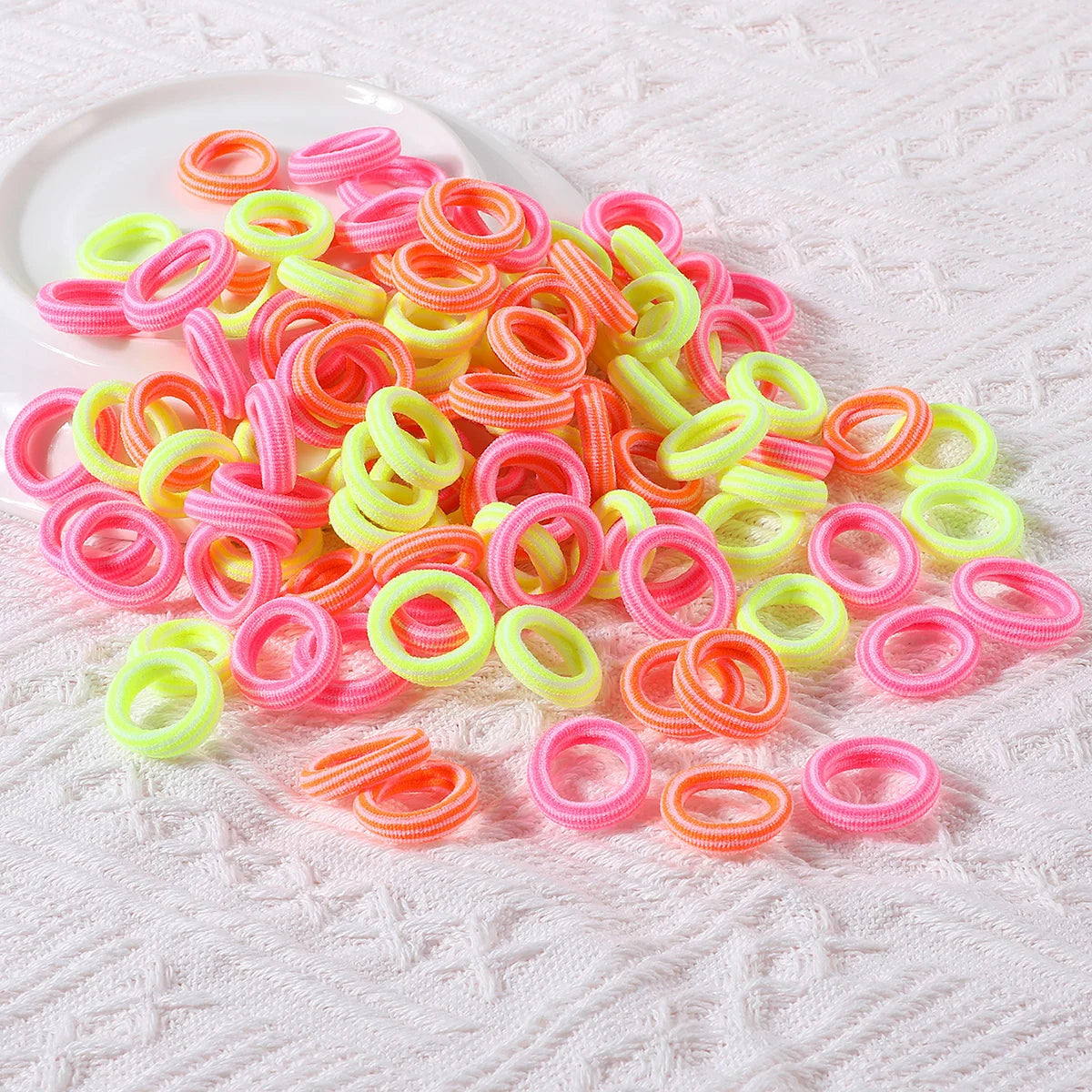 100 Pack Colorful Nylon Hair Ties For Kids Gentle Soft - Smarsty