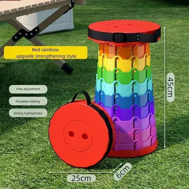 Compact Portable Plastic Folding Telescopic Chair, Lightweight Adjustable Stool for Fishing Beach Camping,Outdoor Foldable Seat