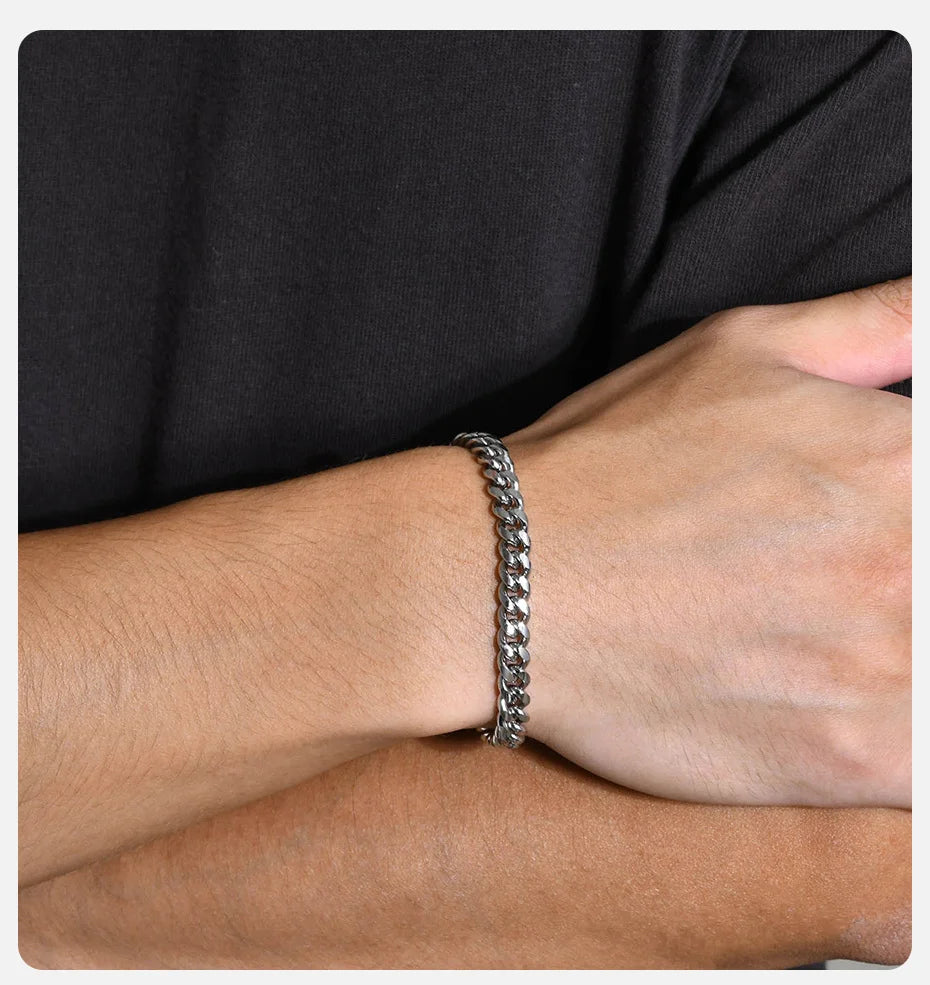 Vnox Stainless Steel Cuban Chain Bracelet for Men Women - Smarsty