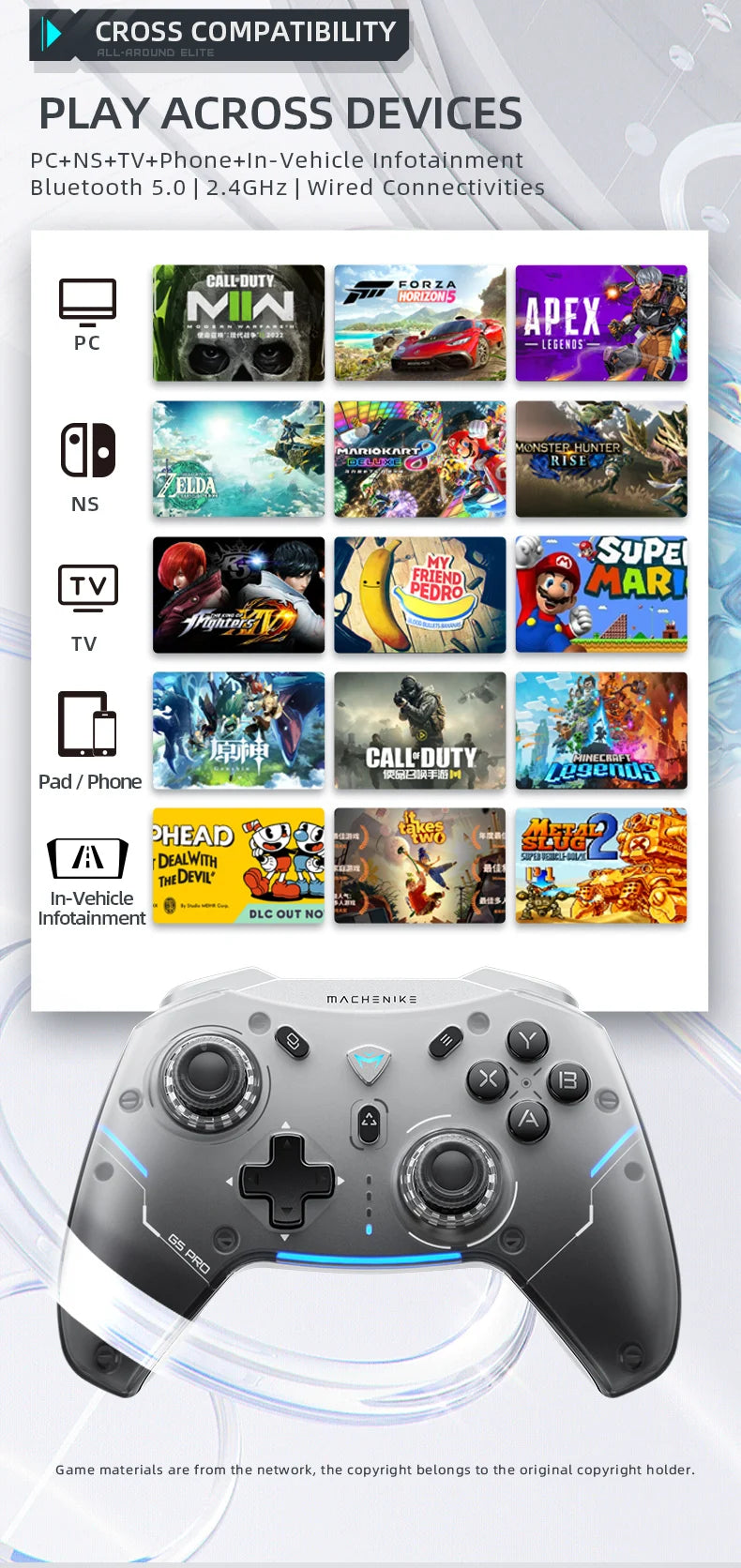 Wireless Gaming Controller with Hall Trigger for Switch and PC - Smarsty