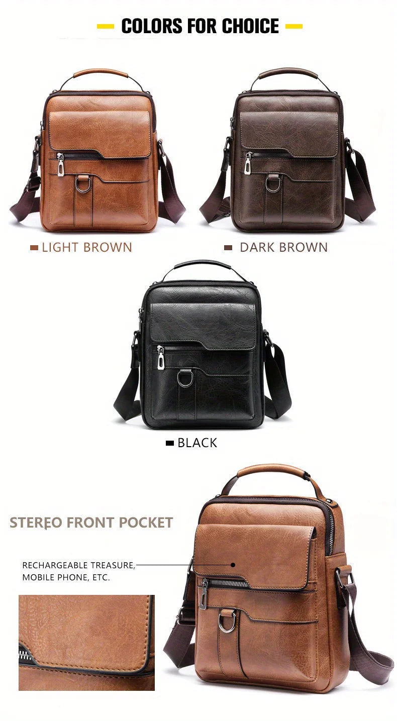 Men's PU Leather iPad Shoulder Bag Crossbody With Flap - Smarsty