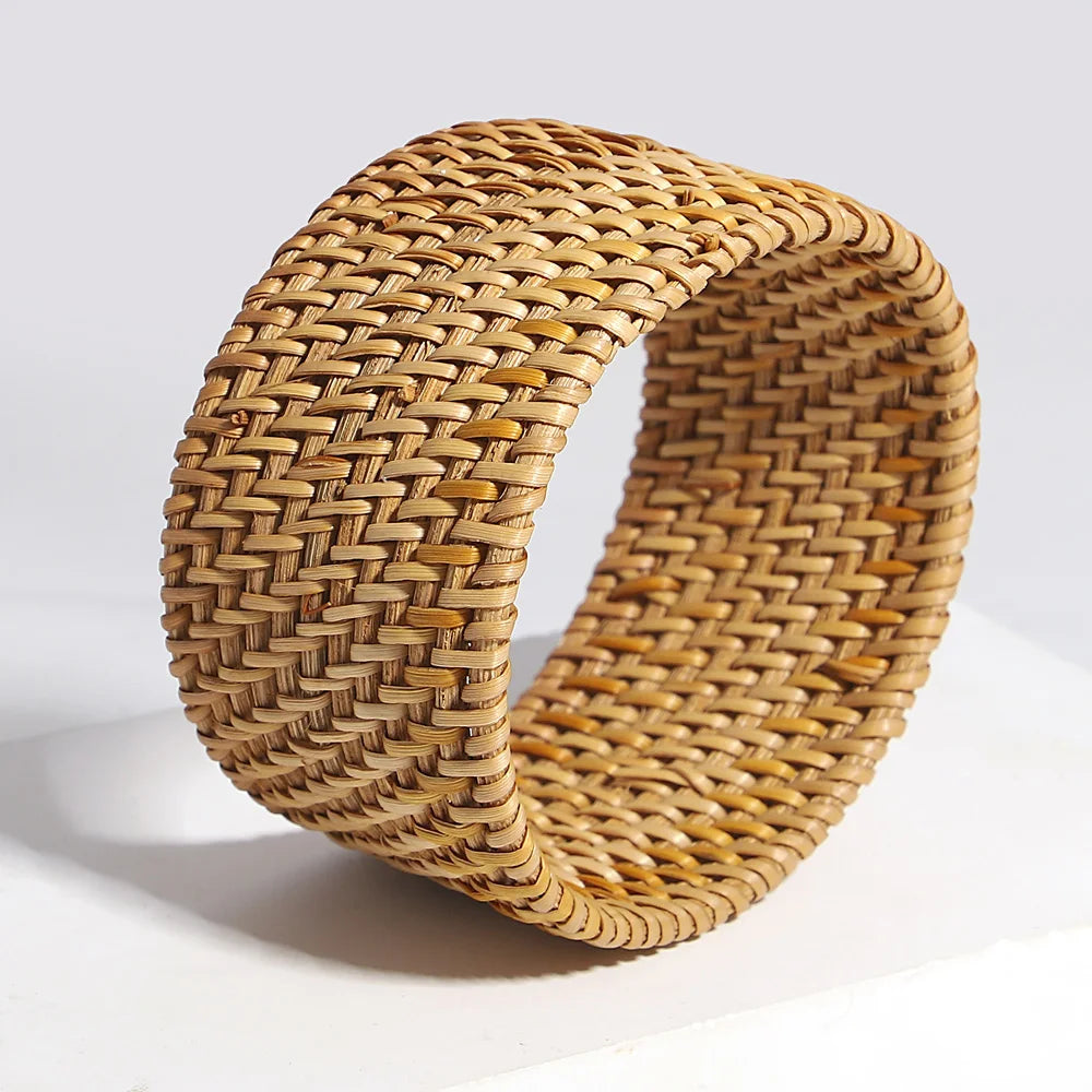 Boho Bamboo Rattan Weave Bracelet for Women - Smarsty