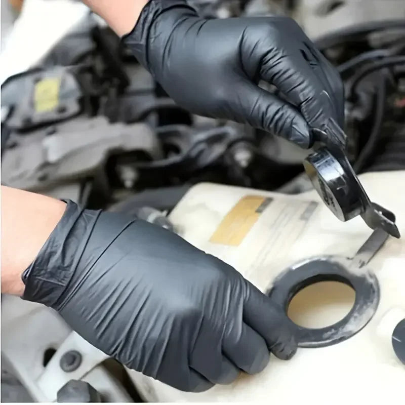 10/20/50/100PCS Black Nitrile Disposable Gloves for Work Latex Free Home Cleaning Glove Textured Mechanic Tattoo Hair Dye Beauty - Smarsty
