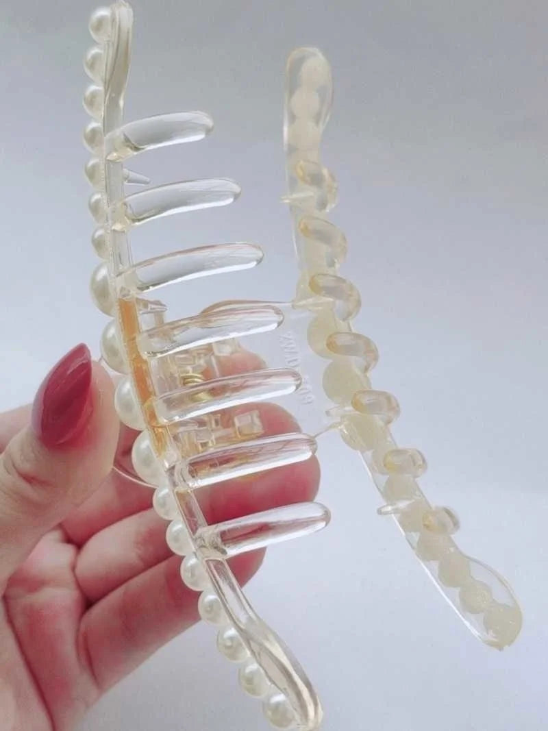 Large Pearl Hair Claw Clip Acrylic Fashion Barrette Stylish - Smarsty