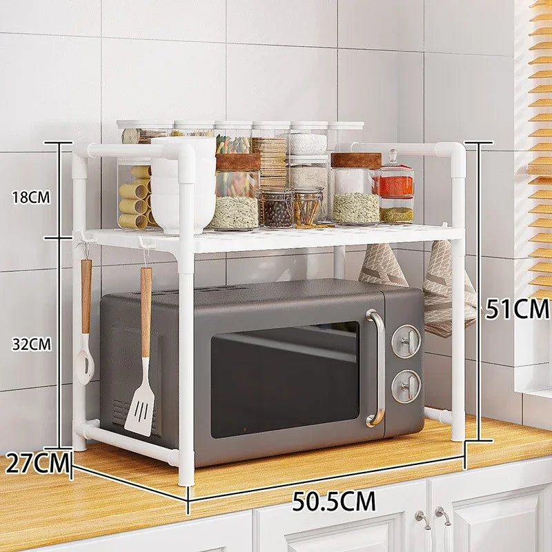 Multi-Layer Kitchen Storage Rack Condiment Organizer Shelf Microwave Shelf Simple Countertop Tidying Shelves Kitchen Accessories by Smarsty
