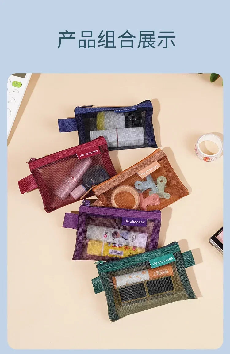 Small Square Nylon Coin Pouch With Zipper Card Holder - Smarsty