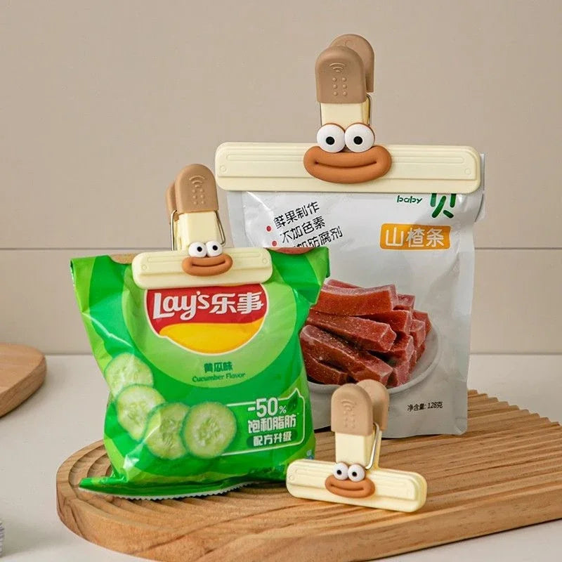 3pcs Creative Face Bag Sealing Clip Food Snack Clip Kitchen Tools Decorative Small Clip Refrigerator Plastic Food Bag Storage by Smarsty